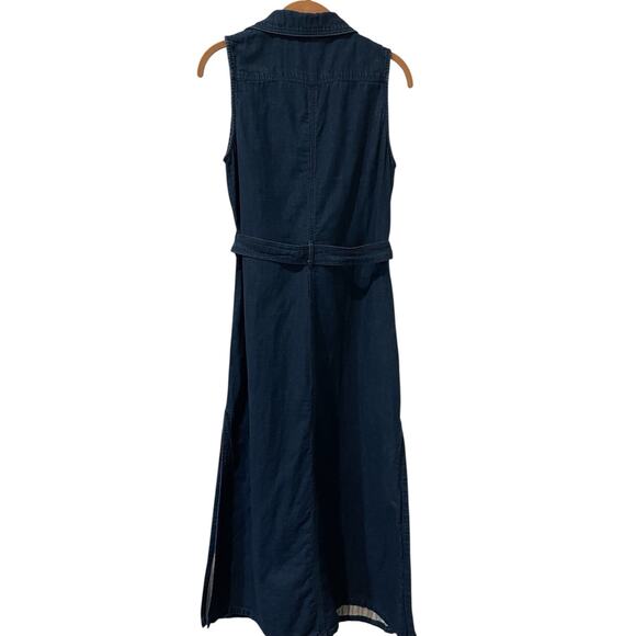 Max Studio Women's Lined Denim Sleeveless A-Line Dress, Navy Blue Small - Picture 2 of 12